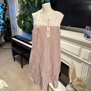 HUBERT GASSER Striped red & white 100% Linen Sleeveless Dress